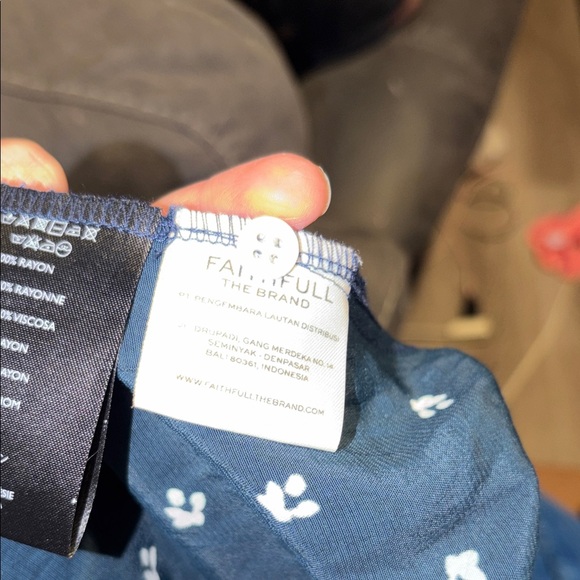 Faithfull the Brand Dark Teal Midi Dress with White Floral Pattern - Picture 7 of 7